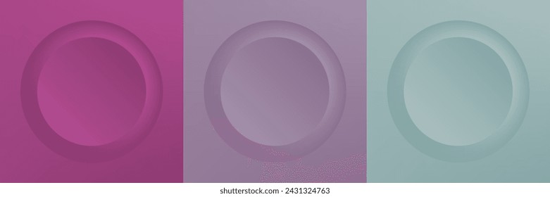 Set of abstract 3d beige, different color circle frame design for cosmetic product. Collection of trendy color geometric background with copy space. Top view scene. Vector EPS10