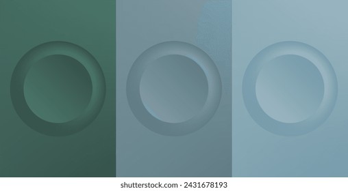 Set of abstract 3d beige, different color circle frame design for cosmetic product. Collection of trendy color geometric background with copy space. Top view scene. Vector EPS10