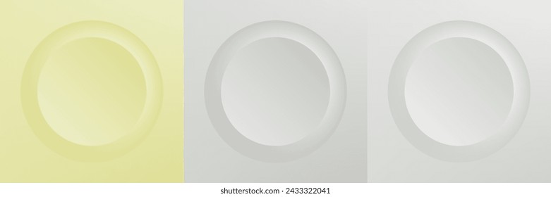 Set von abstrakten 3D beige, verschiedene Farbe Kreis Rahmen Design für kosmetische Produkt. Sammlung von trendigen Farbe geometrischen Hintergrund mit Kopierraum. Szene von oben anzeigen. Vektor EPS10