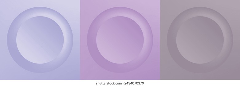 Set of abstract 3d beige, different color circle frame design for cosmetic product. Collection of trendy color geometric background with copy space. Top view scene. Vector EPS10