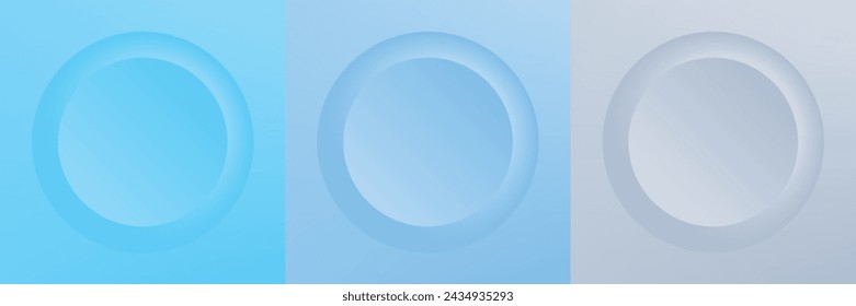 Set of abstract 3d beige, different color circle frame design for cosmetic product. Collection of trendy color geometric background with copy space. Top view scene. Vector EPS10