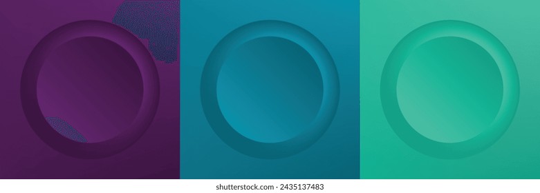 Conjunto de abstracto 3d beige, diseño de marco de círculo de color diferente para producto cosmético. Colección de fondo geométrico de color de moda con espacio de copia. Vista superior. Vector EPS10