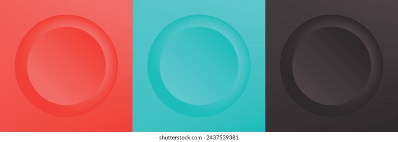 Set of abstract 3d beige, different color circle frame design for cosmetic product. Collection of trendy color geometric background with copy space. Top view scene. Vector EPS10