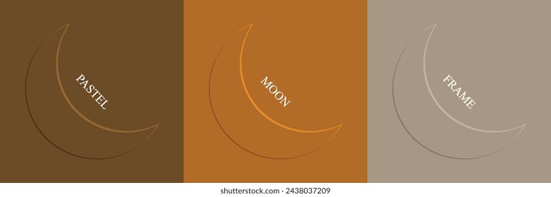 Conjunto de abstracto 3d beige, diseño de marco de media luna de diferentes colores para producto cosmético. Colección de fondo geométrico de color de moda con espacio de copia. Vista superior. Vector EPS10
