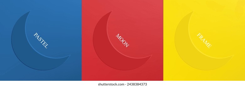 Conjunto de abstracto 3d beige, diseño de marco de media luna de diferentes colores para producto cosmético. Colección de fondo geométrico de color de moda con espacio de copia. Vista superior. Vector EPS10