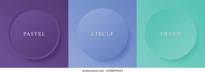 Set of abstract 3d beige, different color circle frame design for cosmetic product. Collection of trendy color geometric background with copy space. Top view scene. Vector EPS10