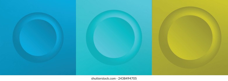 Set of abstract 3d beige, different color circle frame design for cosmetic product. Collection of trendy color geometric background with copy space. Top view scene. Vector EPS10