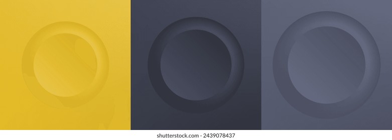 Set of abstract 3d beige, different color circle frame design for cosmetic product. Collection of trendy color geometric background with copy space. Top view scene. Vector EPS10