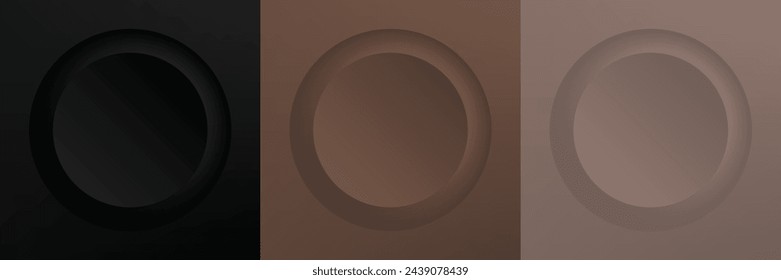 Conjunto de abstracto 3d beige, diseño de marco de círculo de color diferente para producto cosmético. Colección de fondo geométrico de color de moda con espacio de copia. Vista superior. Vector EPS10
