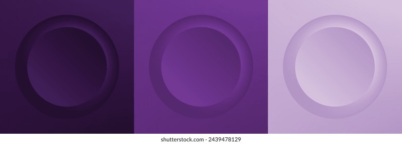 Conjunto de abstracto 3d beige, diseño de marco de círculo de color diferente para producto cosmético. Colección de fondo geométrico de color de moda con espacio de copia. Vista superior. Vector EPS10