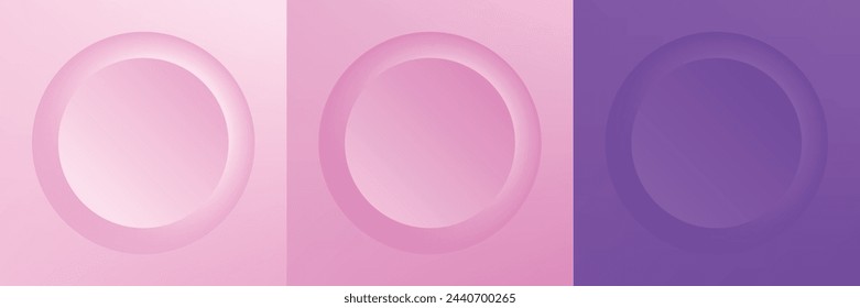 Conjunto de abstracto 3d beige, diseño de marco de círculo de color diferente para producto cosmético. Colección de fondo geométrico de color de moda con espacio de copia. Vista superior. Vector EPS10