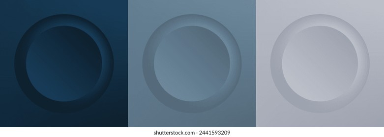 Conjunto de abstracto 3d beige, diseño de marco de círculo de color diferente para producto cosmético. Colección de fondo geométrico de color de moda con espacio de copia. Vista superior. Vector EPS10