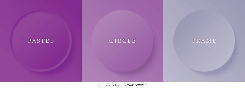 Conjunto de abstracto 3d beige, diseño de marco de círculo de color diferente para producto cosmético. Colección de fondo geométrico de color de moda con espacio de copia. Vista superior. Vector EPS10
