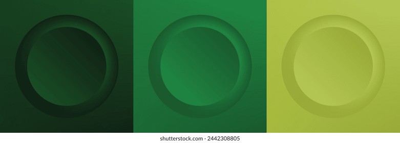 Set of abstract 3d beige, different color circle frame design for cosmetic product. Collection of trendy color geometric background with copy space. Top view scene. Vector EPS10