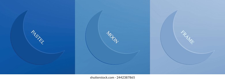 Conjunto de abstracto 3d beige, diseño de marco de media luna de diferentes colores para producto cosmético. Colección de fondo geométrico de color de moda con espacio de copia. Vista superior. Vector EPS10