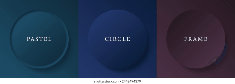 Set of abstract 3d beige, different color circle frame design for cosmetic product. Collection of trendy color geometric background with copy space. Top view scene. Vector EPS10