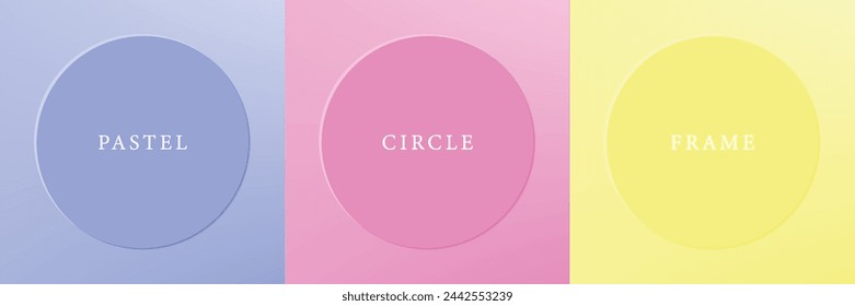 Set of abstract 3d beige, different color circle frame design for cosmetic product. Collection of trendy color geometric background with copy space. Top view scene. Vector EPS10