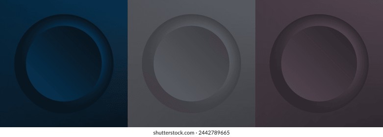 Set of abstract 3d beige, different color circle frame design for cosmetic product. Collection of trendy color geometric background with copy space. Top view scene. Vector EPS10