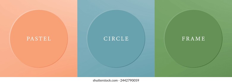 Set of abstract 3d beige, different color circle frame design for cosmetic product. Collection of trendy color geometric background with copy space. Top view scene. Vector EPS10
