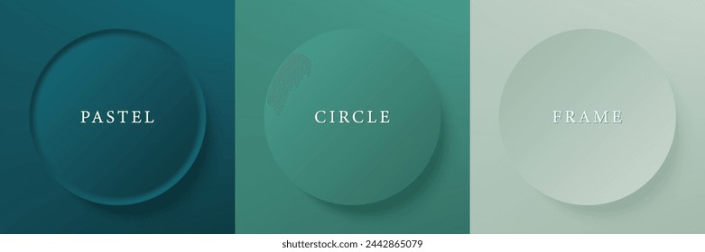 Set of abstract 3d beige, different color circle frame design for cosmetic product. Collection of trendy color geometric background with copy space. Top view scene. Vector EPS10