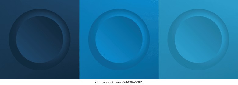 Conjunto de abstracto 3d beige, diseño de marco de círculo de color diferente para producto cosmético. Colección de fondo geométrico de color de moda con espacio de copia. Vista superior. Vector EPS10