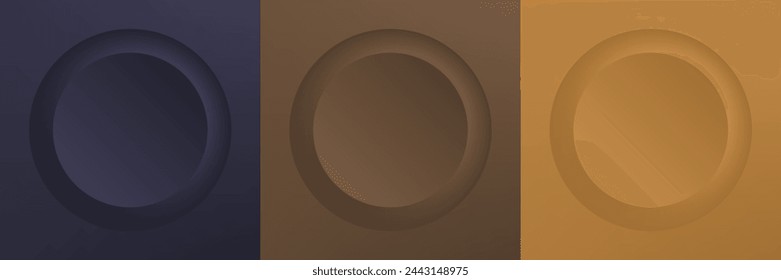 Set of abstract 3d beige, different color circle frame design for cosmetic product. Collection of trendy color geometric background with copy space. Top view scene. Vector EPS10