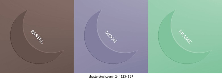 Conjunto de abstracto 3d beige, diseño de marco de media luna de diferentes colores para producto cosmético. Colección de fondo geométrico de color de moda con espacio de copia. Vista superior. Vector EPS10