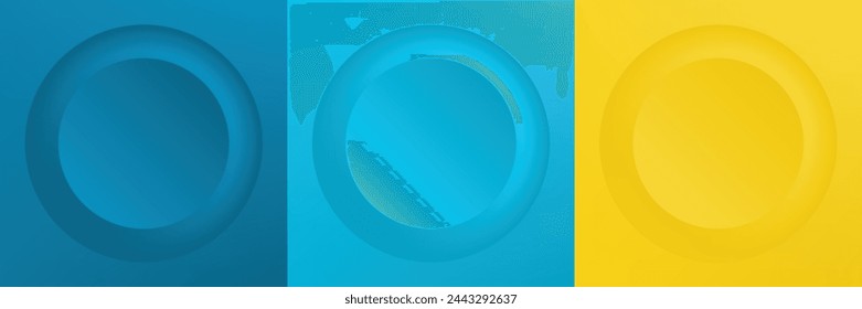 Set of abstract 3d beige, different color circle frame design for cosmetic product. Collection of trendy color geometric background with copy space. Top view scene. Vector EPS10