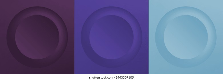 Set of abstract 3d beige, different color circle frame design for cosmetic product. Collection of trendy color geometric background with copy space. Top view scene. Vector EPS10