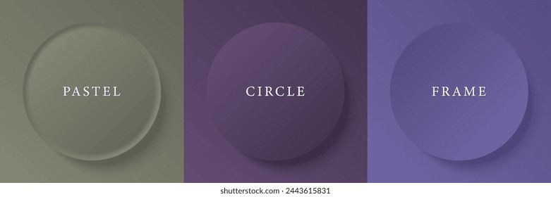 Set of abstract 3d beige, different color circle frame design for cosmetic product. Collection of trendy color geometric background with copy space. Top view scene. Vector EPS10