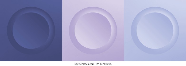 Set of abstract 3d beige, different color circle frame design for cosmetic product. Collection of trendy color geometric background with copy space. Top view scene. Vector EPS10