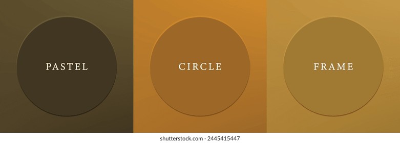 Conjunto de abstracto 3d beige, diseño de marco de círculo de color diferente para producto cosmético. Colección de fondo geométrico de color de moda con espacio de copia. Vista superior. Vector EPS10