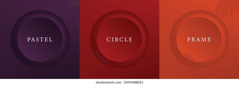 Set of abstract 3d beige, different color circle frame design for cosmetic product. Collection of trendy color geometric background with copy space. Top view scene. Vector EPS10