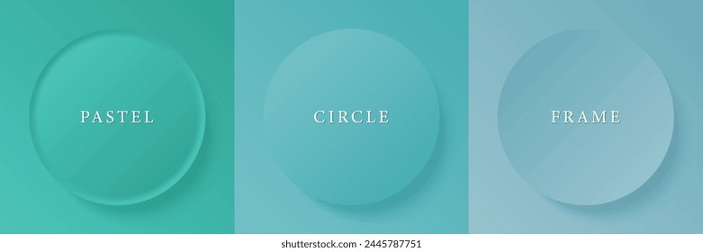 Set of abstract 3d beige, different color circle frame design for cosmetic product. Collection of trendy color geometric background with copy space. Top view scene. Vector EPS10
