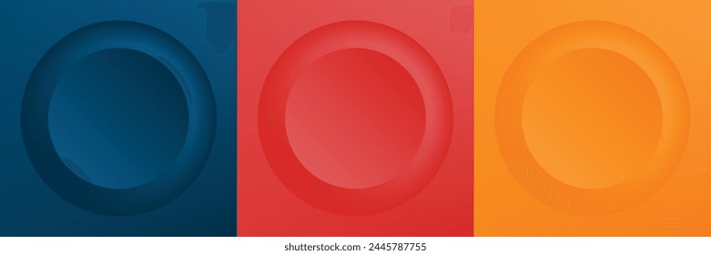 Conjunto de abstracto 3d beige, diseño de marco de círculo de color diferente para producto cosmético. Colección de fondo geométrico de color de moda con espacio de copia. Vista superior. Vector EPS10