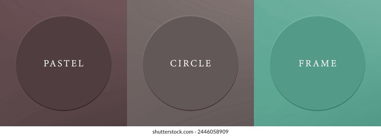 Set of abstract 3d beige, different color circle frame design for cosmetic product. Collection of trendy color geometric background with copy space. Top view scene. Vector EPS10