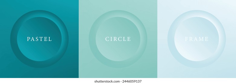Set of abstract 3d beige, different color circle frame design for cosmetic product. Collection of trendy color geometric background with copy space. Top view scene. Vector EPS10