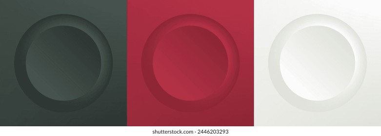 Set of abstract 3d beige, different color circle frame design for cosmetic product. Collection of trendy color geometric background with copy space. Top view scene. Vector EPS10