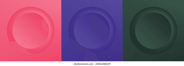 Conjunto de abstracto 3d beige, diseño de marco de círculo de color diferente para producto cosmético. Colección de fondo geométrico de color de moda con espacio de copia. Vista superior. Vector EPS10