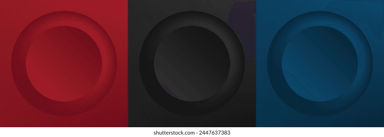 Set of abstract 3d beige, different color circle frame design for cosmetic product. Collection of trendy color geometric background with copy space. Top view scene. Vector EPS10