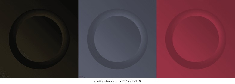 Set of abstract 3d beige, different color circle frame design for cosmetic product. Collection of trendy color geometric background with copy space. Top view scene. Vector EPS10