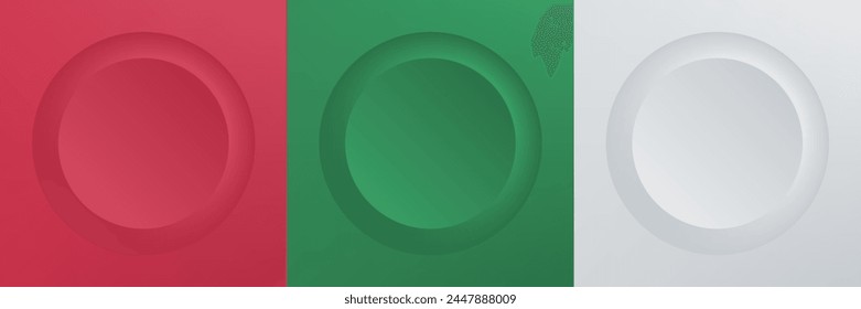 Set of abstract 3d beige, different color circle frame design for cosmetic product. Collection of trendy color geometric background with copy space. Top view scene. Vector EPS10