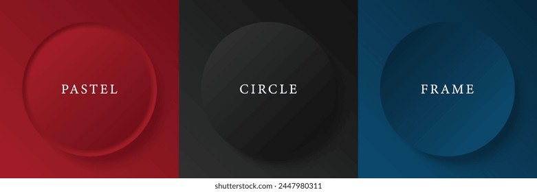 Set of abstract 3d beige, different color circle frame design for cosmetic product. Collection of trendy color geometric background with copy space. Top view scene. Vector EPS10