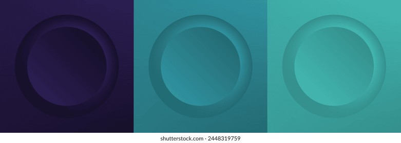 Conjunto de abstracto 3d beige, diseño de marco de círculo de color diferente para producto cosmético. Colección de fondo geométrico de color de moda con espacio de copia. Vista superior. Vector EPS10