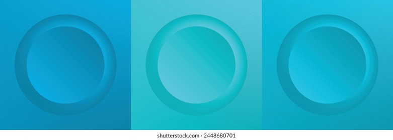 Set of abstract 3d beige, different color circle frame design for cosmetic product. Collection of trendy color geometric background with copy space. Top view scene. Vector EPS10
