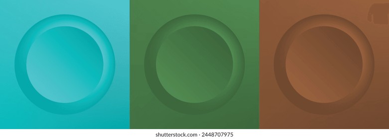 Conjunto de abstracto 3d beige, diseño de marco de círculo de color diferente para producto cosmético. Colección de fondo geométrico de color de moda con espacio de copia. Vista superior. Vector EPS10