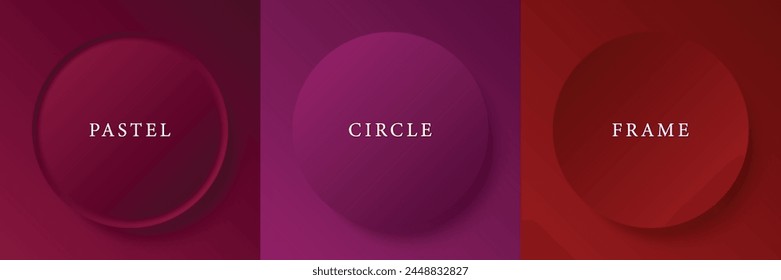 Set of abstract 3d beige, different color circle frame design for cosmetic product. Collection of trendy color geometric background with copy space. Top view scene. Vector EPS10