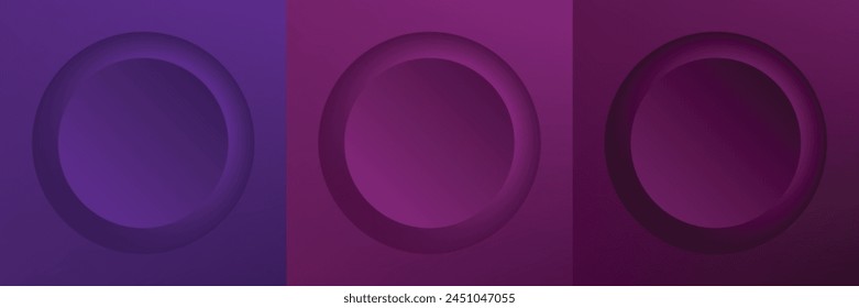 Set of abstract 3d beige, different color circle frame design for cosmetic product. Collection of trendy color geometric background with copy space. Top view scene. Vector EPS10