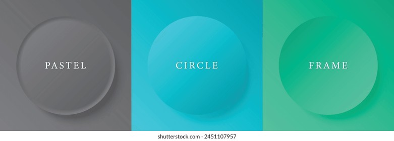 Set of abstract 3d beige, different color circle frame design for cosmetic product. Collection of trendy color geometric background with copy space. Top view scene. Vector EPS10