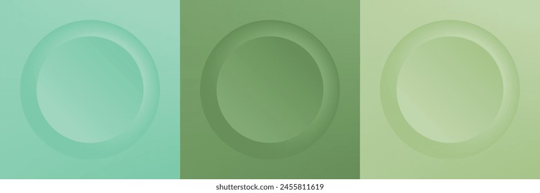 Conjunto de abstracto 3d beige, diseño de marco de círculo de color diferente para producto cosmético. Colección de fondo geométrico de color de moda con espacio de copia. Vista superior. Vector EPS10